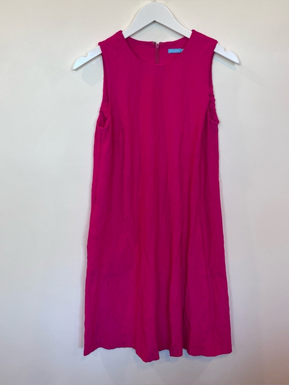 J McLaughlin Shift Dress Barbie Pink Small Stretch Pockets Chain Link Pattern